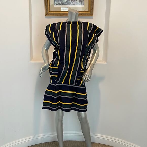 sacaiStructured Stripes PrintMini Shift Tunic Dress Size 2 BNWT